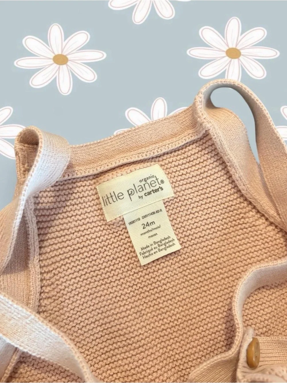 Organic Carter's Beige Knit Strap Overalls